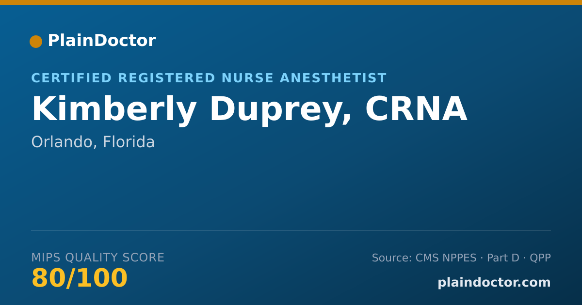 Shareable card for Kimberly Duprey, CRNA - Certified Registered Nurse Anesthetist, Orlando, FL