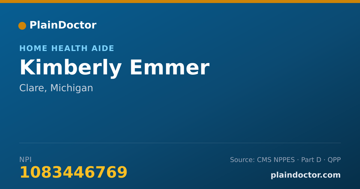 Shareable card for Kimberly Emmer - Home Health Aide, Clare, MI