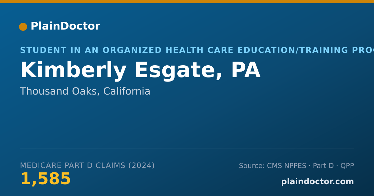 Shareable card for Kimberly Esgate, PA - Student in an Organized Health Care Education/Training Program, Thousand Oaks, CA