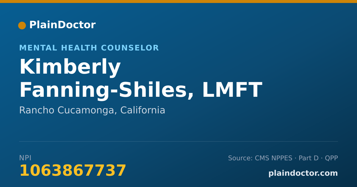 Shareable card for Kimberly Fanning-Shiles, LMFT - Mental Health Counselor, Rancho Cucamonga, CA