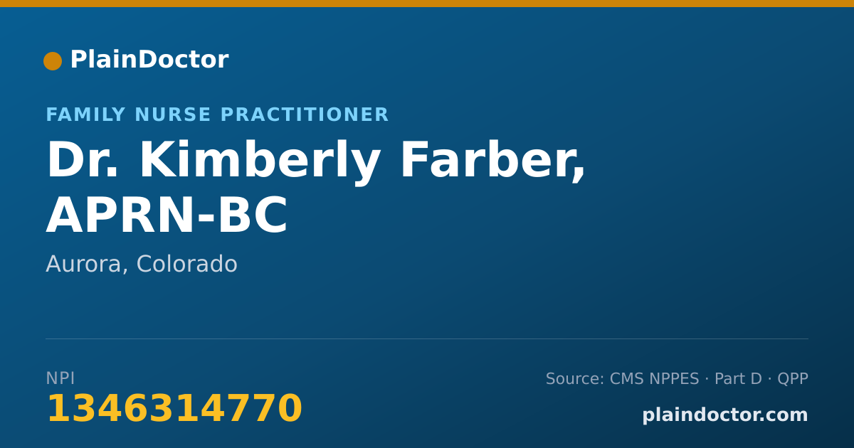 Shareable card for Kimberly Farber, APRN-BC - Family Nurse Practitioner, Aurora, CO