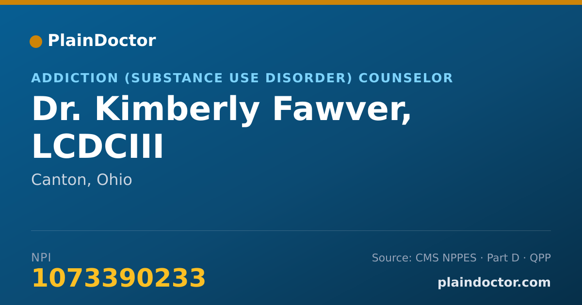 Shareable card for Kimberly Fawver, LCDCIII - Addiction (Substance Use Disorder) Counselor, Canton, OH