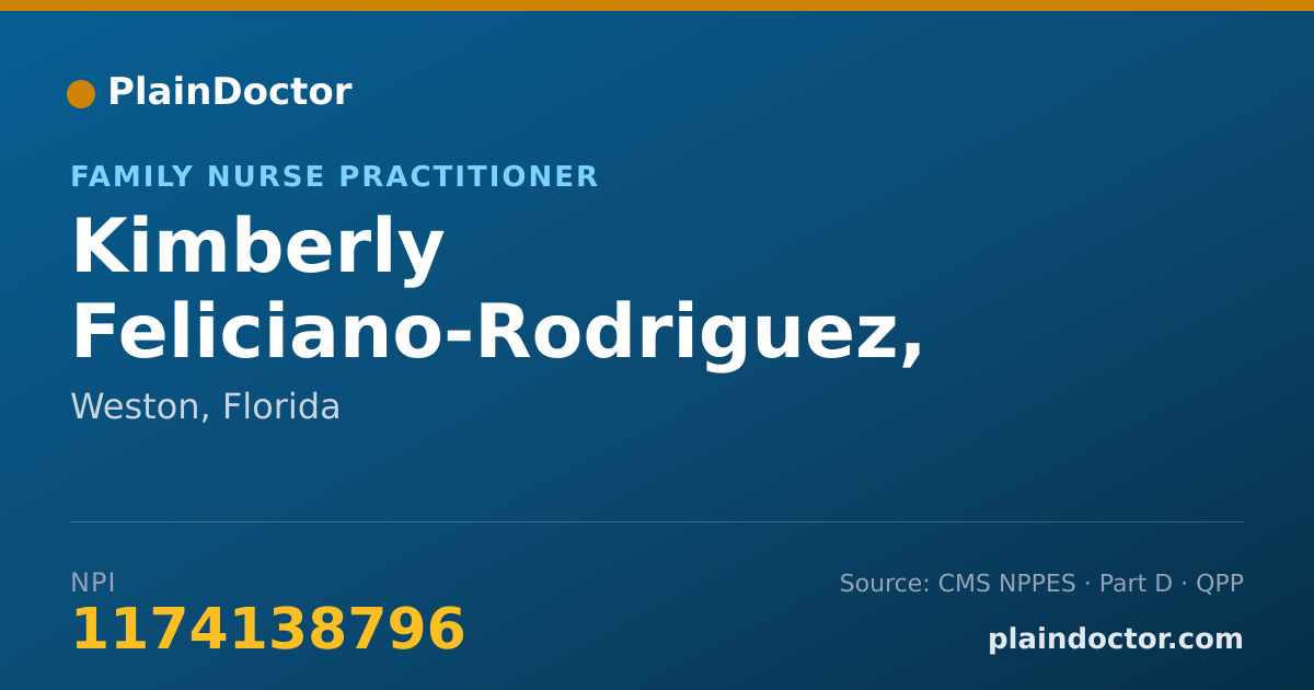 Shareable card for Kimberly Feliciano-Rodriguez, APRN - Family Nurse Practitioner, Weston, FL