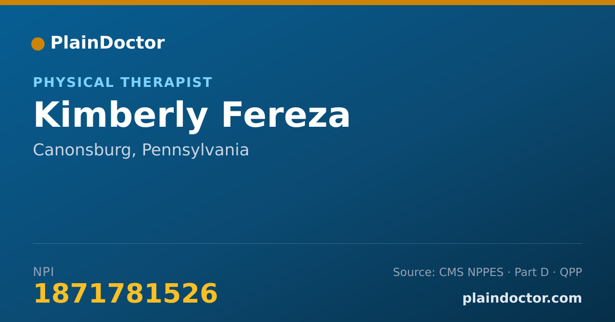 Shareable card for Kimberly Fereza - Physical Therapist, Canonsburg, PA