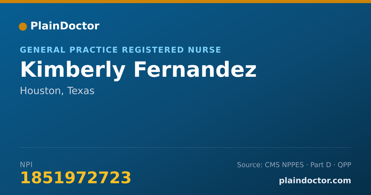 Shareable card for Kimberly Fernandez - General Practice Registered Nurse, Houston, TX