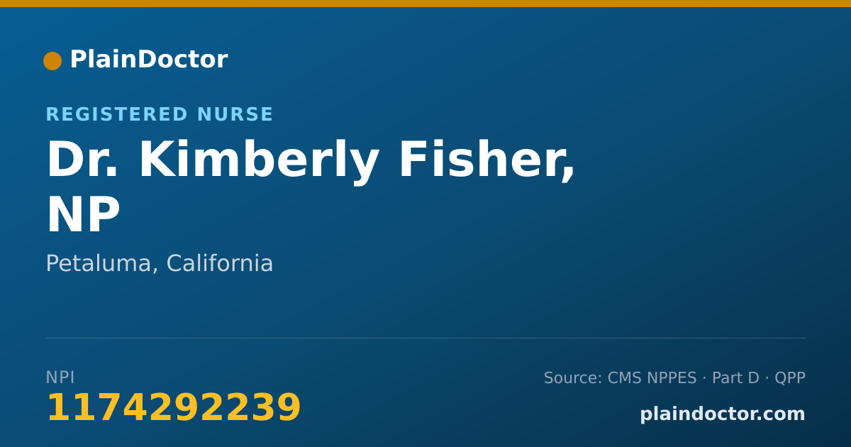 Shareable card for Kimberly Fisher, NP - Registered Nurse, Petaluma, CA