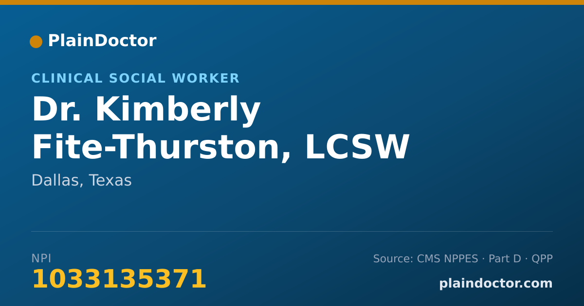 Shareable card for Kimberly Fite-Thurston, LCSW - Clinical Social Worker, Dallas, TX
