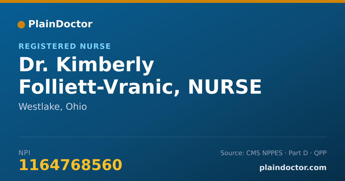 Shareable card for Kimberly Folliett-Vranic, NURSE PRACTICIONER - Registered Nurse, Westlake, OH