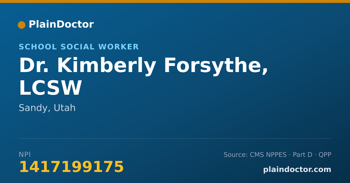 Shareable card for Kimberly Forsythe, LCSW - School Social Worker, Sandy, UT