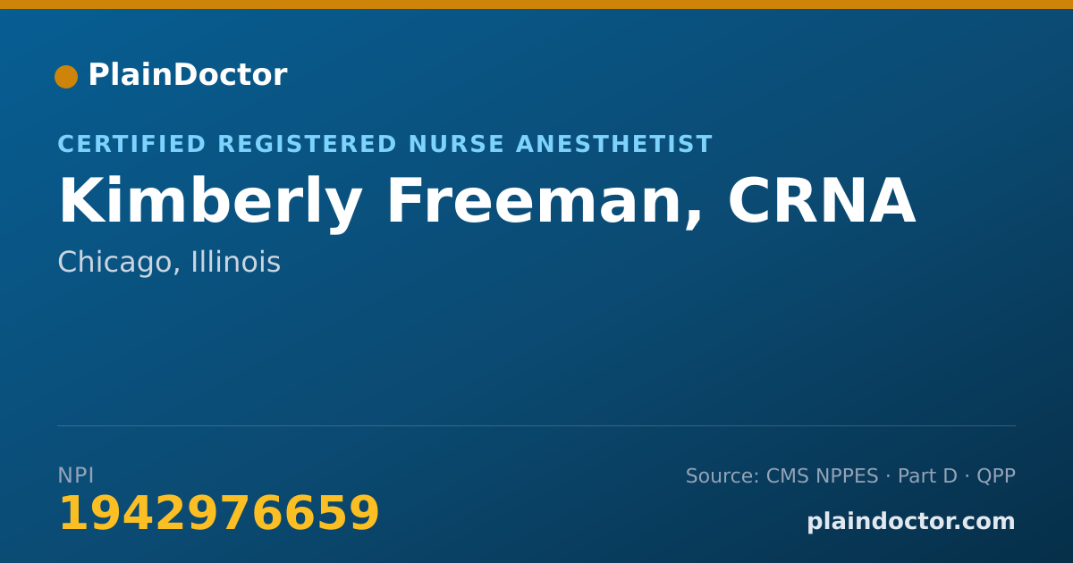 Shareable card for Kimberly Freeman, CRNA - Certified Registered Nurse Anesthetist, Chicago, IL