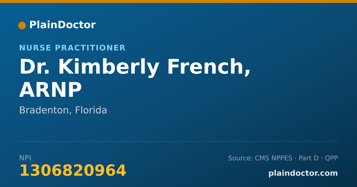 Shareable card for Kimberly French, ARNP - Nurse Practitioner, Bradenton, FL