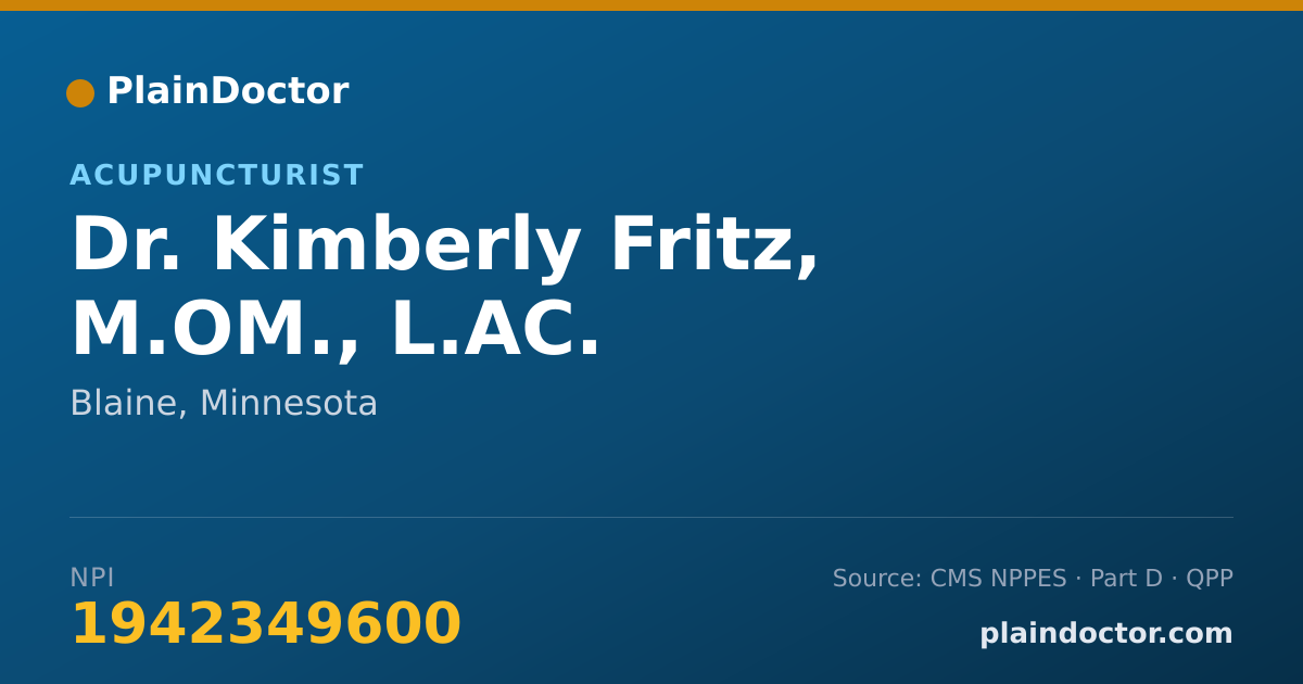 Shareable card for Kimberly Fritz, M.OM., L.AC. - Acupuncturist, Blaine, MN