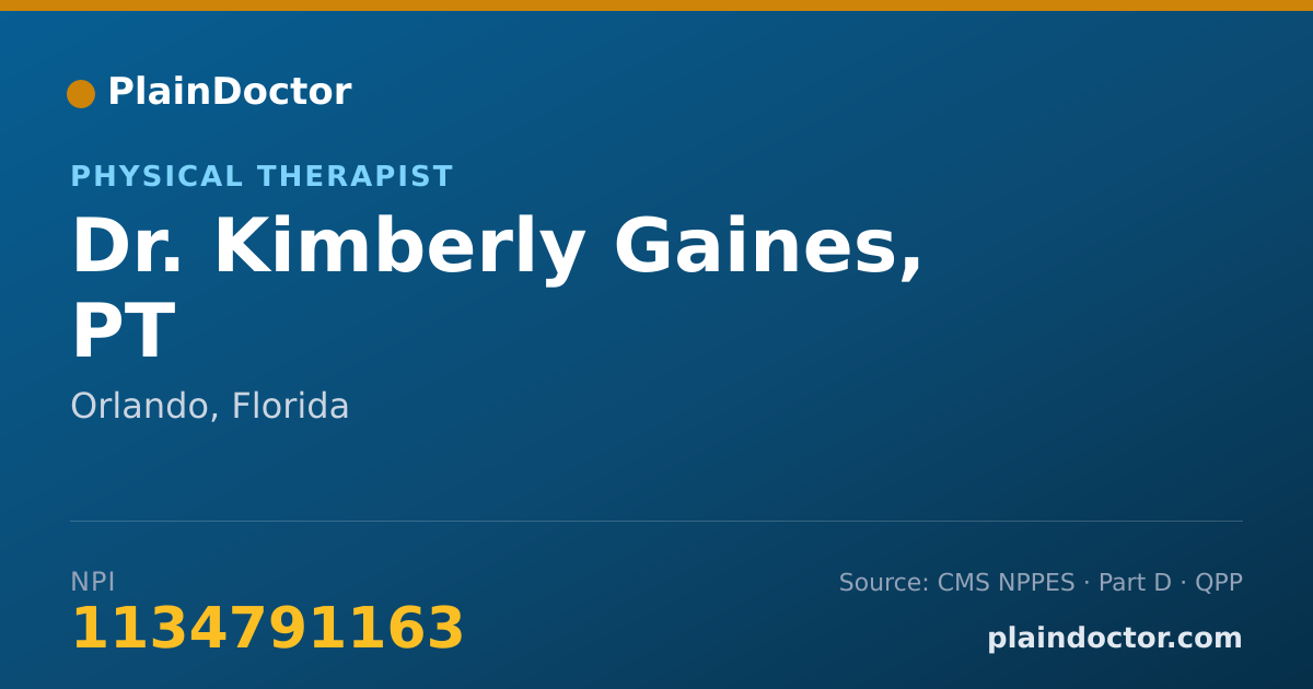 Shareable card for Kimberly Gaines, PT - Physical Therapist, Orlando, FL