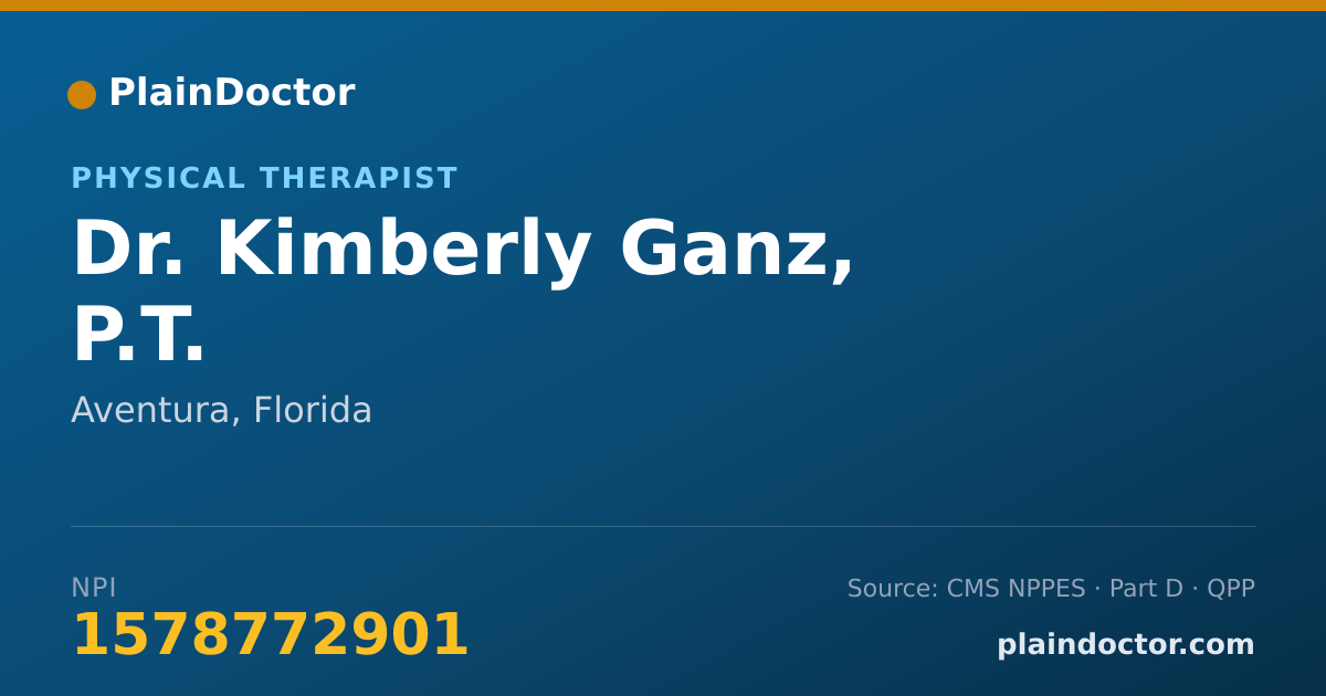 Shareable card for Kimberly Ganz, P.T. - Physical Therapist, Aventura, FL