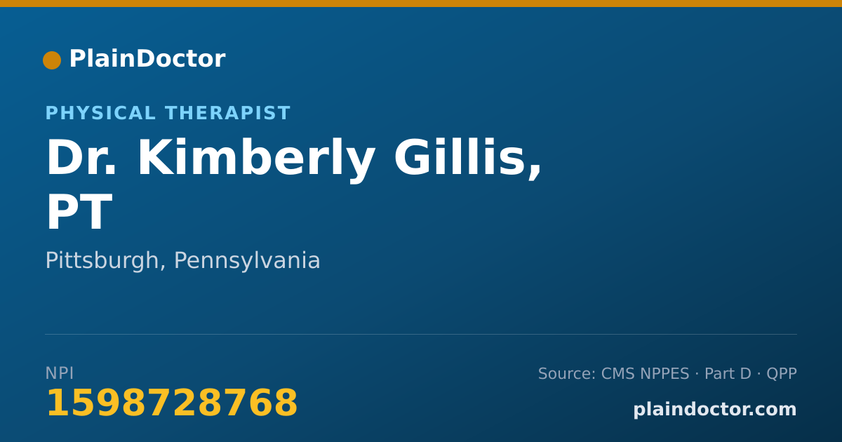 Shareable card for Kimberly Gillis, PT - Physical Therapist, Pittsburgh, PA