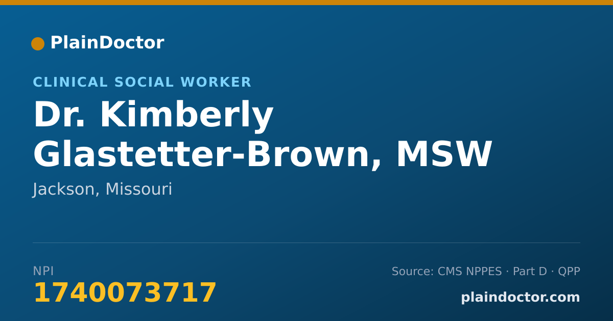 Shareable card for Kimberly Glastetter-Brown, MSW - Clinical Social Worker, Jackson, MO