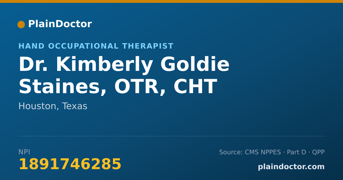 Shareable card for Kimberly Goldie Staines, OTR, CHT - Hand Occupational Therapist, Houston, TX