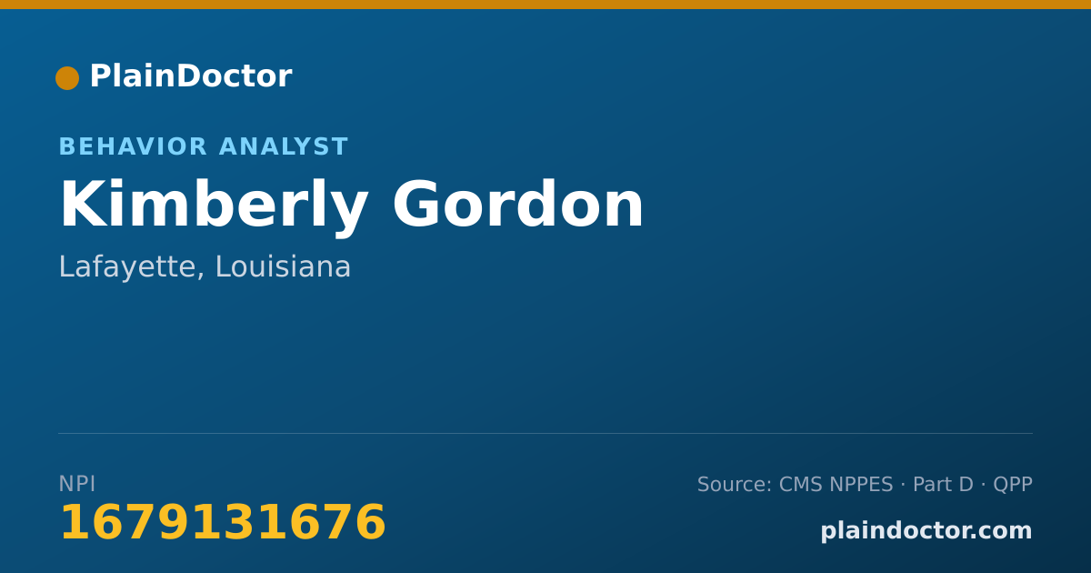 Shareable card for Kimberly Gordon - Behavior Analyst, Lafayette, LA
