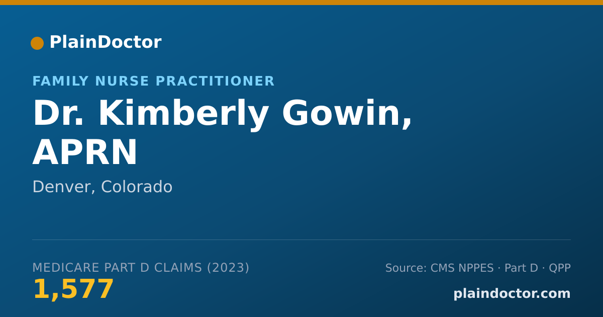 Shareable card for Kimberly Gowin, APRN - Family Nurse Practitioner, Denver, CO