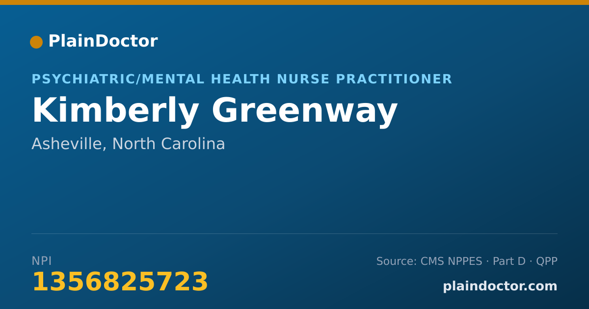 Shareable card for Kimberly Greenway - Psychiatric/Mental Health Nurse Practitioner, Asheville, NC