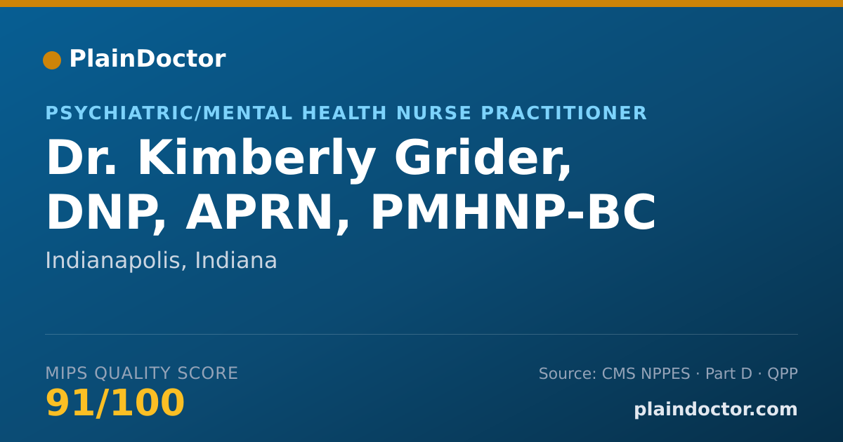Shareable card for Kimberly Grider, DNP, APRN, PMHNP-BC - Psychiatric/Mental Health Nurse Practitioner, Indianapolis, IN