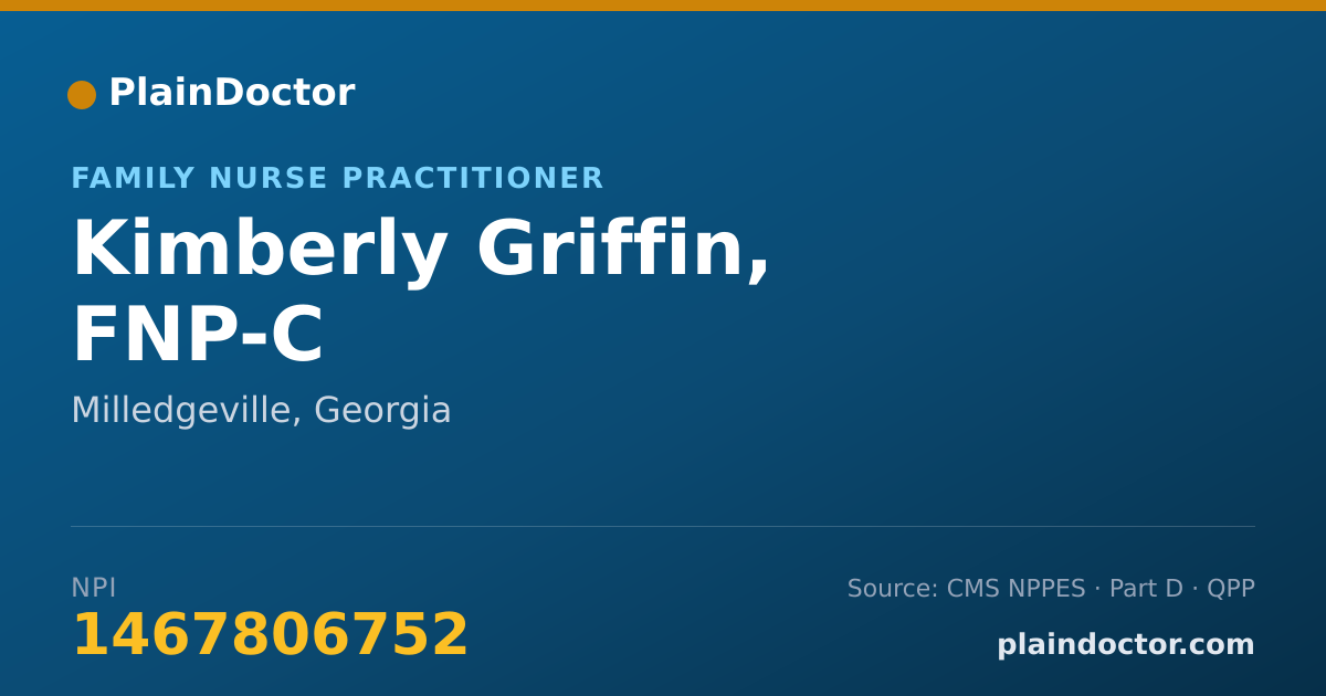 Shareable card for Kimberly Griffin, FNP-C - Family Nurse Practitioner, Milledgeville, GA