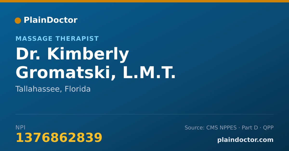 Shareable card for Kimberly Gromatski, L.M.T. - Massage Therapist, Tallahassee, FL