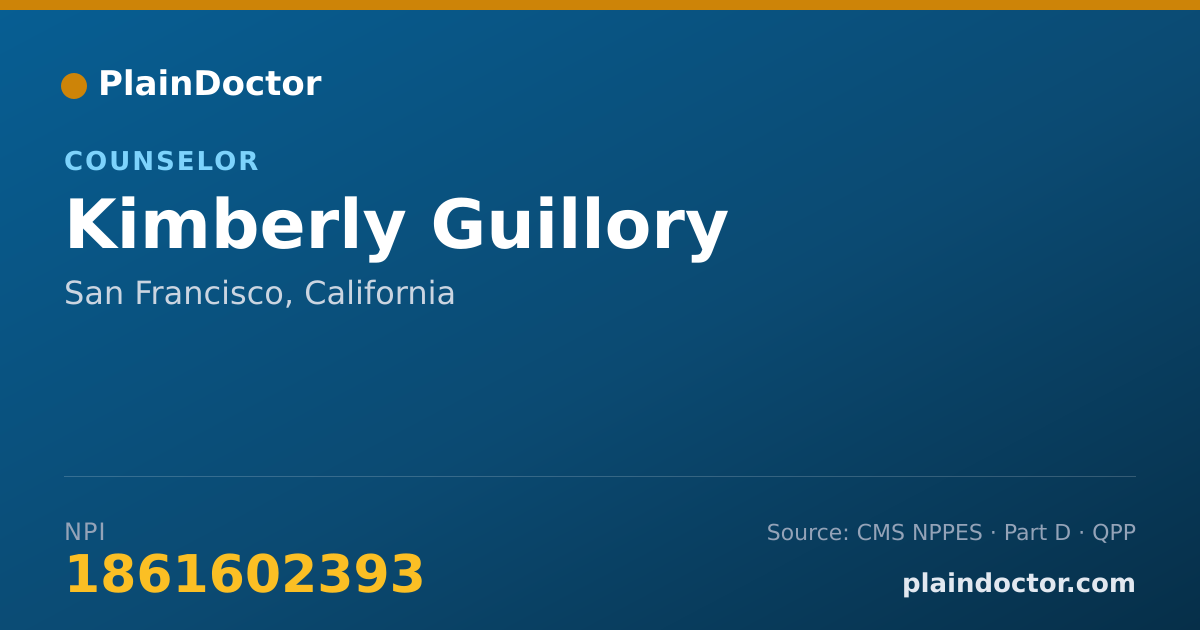 Shareable card for Kimberly Guillory - Counselor, San Francisco, CA