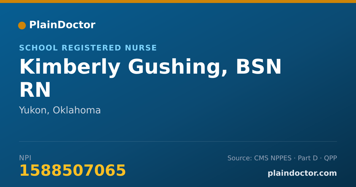 Shareable card for Kimberly Gushing, BSN RN - School Registered Nurse, Yukon, OK
