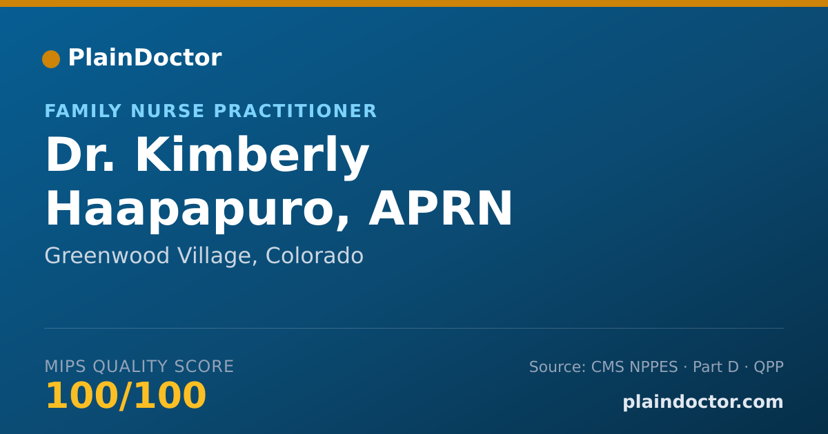 Shareable card for Kimberly Haapapuro, APRN - Family Nurse Practitioner, Greenwood Village, CO