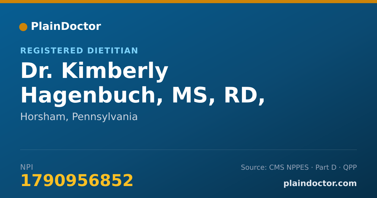 Shareable card for Kimberly Hagenbuch, MS, RD, LDN, CDCES - Registered Dietitian, Horsham, PA