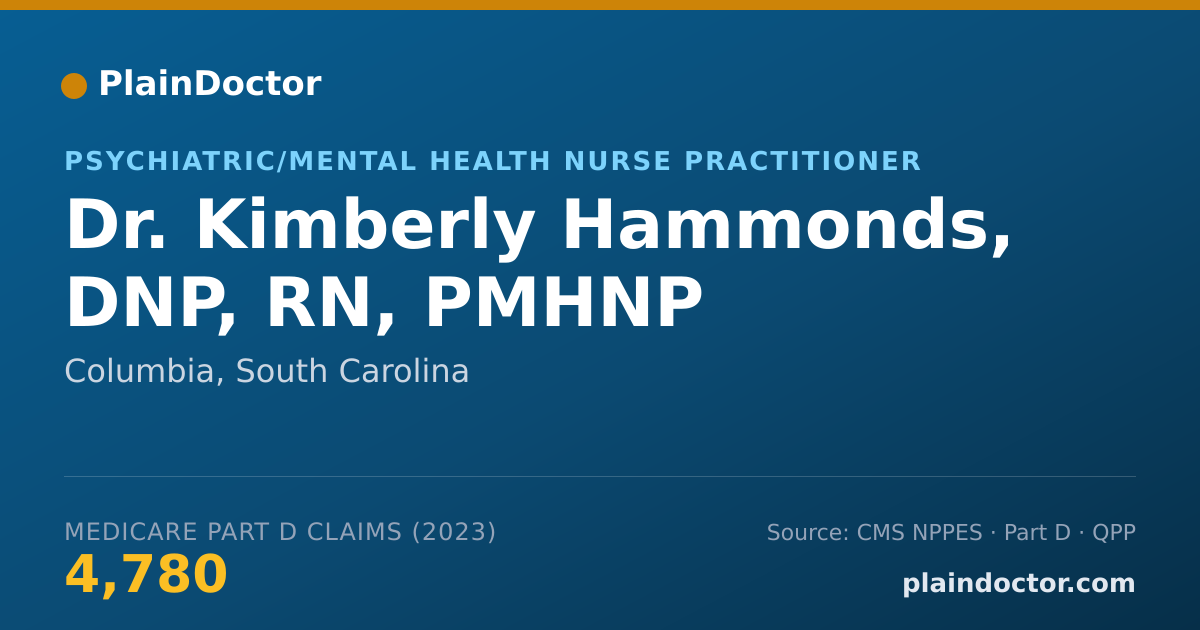 Shareable card for Kimberly Hammonds, DNP, RN, PMHNP - Psychiatric/Mental Health Nurse Practitioner, Columbia, SC