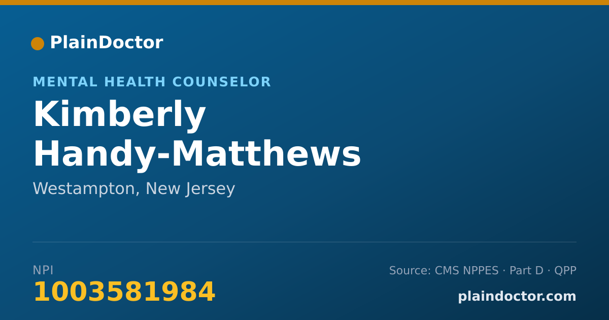 Shareable card for Kimberly Handy-Matthews - Mental Health Counselor, Westampton, NJ