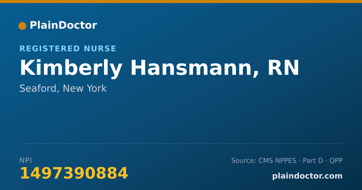 Shareable card for Kimberly Hansmann, RN - Registered Nurse, Seaford, NY