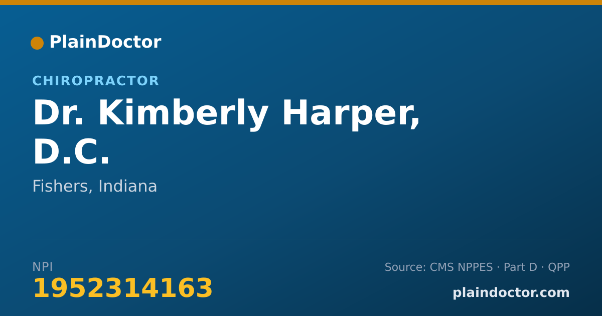 Shareable card for Kimberly Harper, D.C. - Chiropractor, Fishers, IN