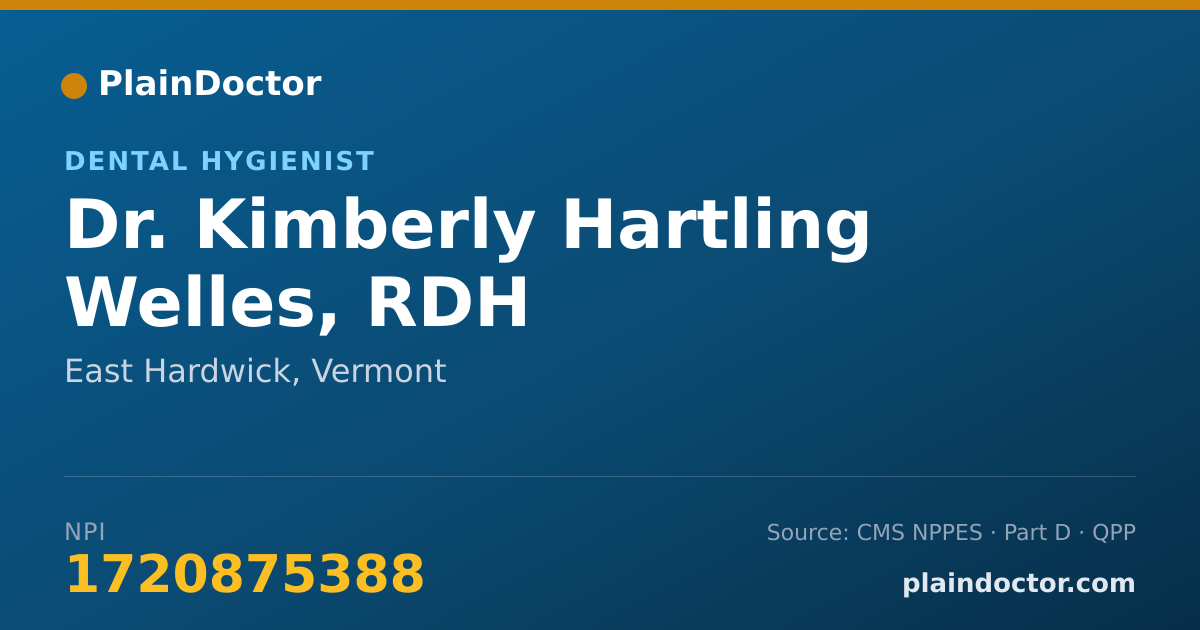 Shareable card for Kimberly Hartling Welles, RDH - Dental Hygienist, East Hardwick, VT
