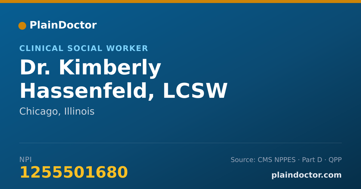 Shareable card for Kimberly Hassenfeld, LCSW - Clinical Social Worker, Chicago, IL