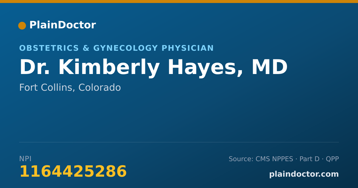 Shareable card for Kimberly Hayes, MD - Obstetrics & Gynecology Physician, Fort Collins, CO