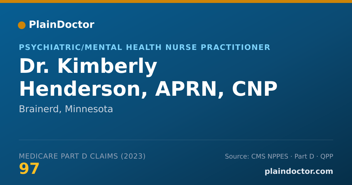 Shareable card for Kimberly Henderson, APRN, CNP - Psychiatric/Mental Health Nurse Practitioner, Brainerd, MN