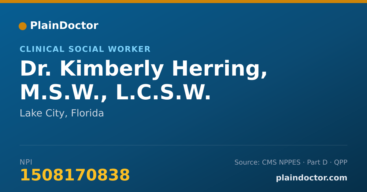 Shareable card for Kimberly Herring, M.S.W., L.C.S.W. - Clinical Social Worker, Lake City, FL