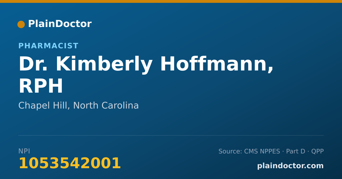 Shareable card for Kimberly Hoffmann, RPH - Pharmacist, Chapel Hill, NC