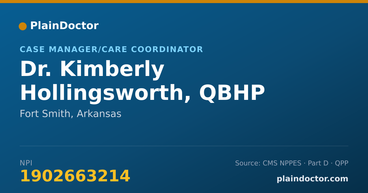Shareable card for Kimberly Hollingsworth, QBHP - Case Manager/Care Coordinator, Fort Smith, AR