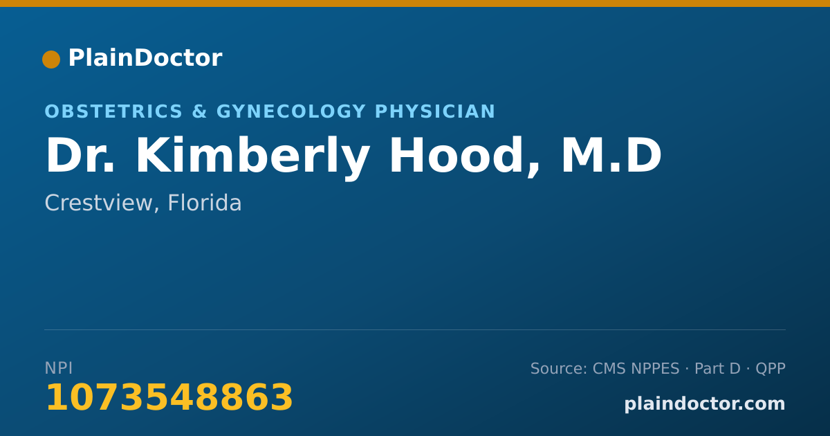 Shareable card for Kimberly Hood, M.D - Obstetrics & Gynecology Physician, Crestview, FL