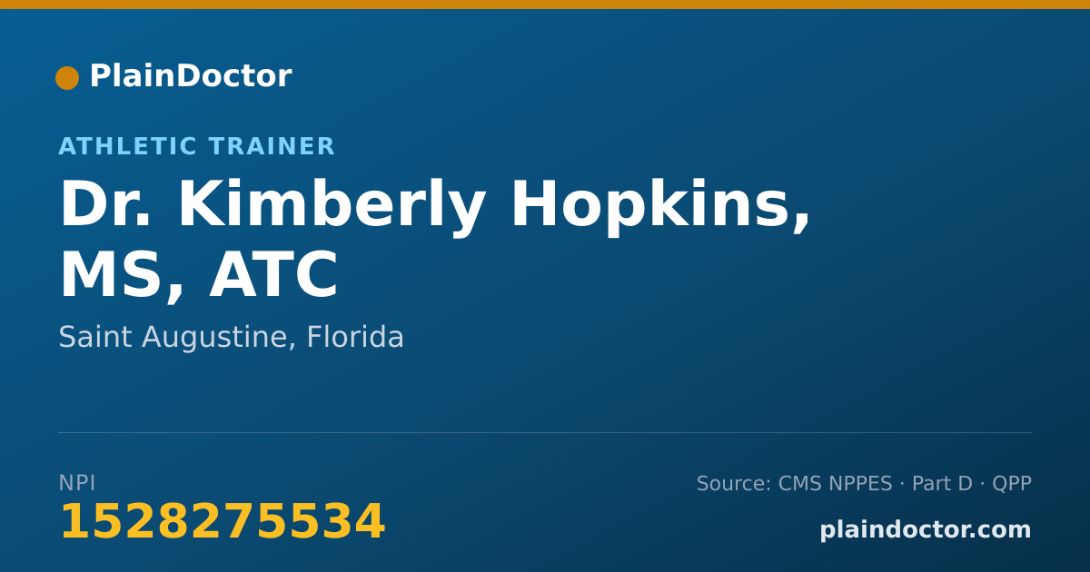 Shareable card for Kimberly Hopkins, MS, ATC - Athletic Trainer, Saint Augustine, FL
