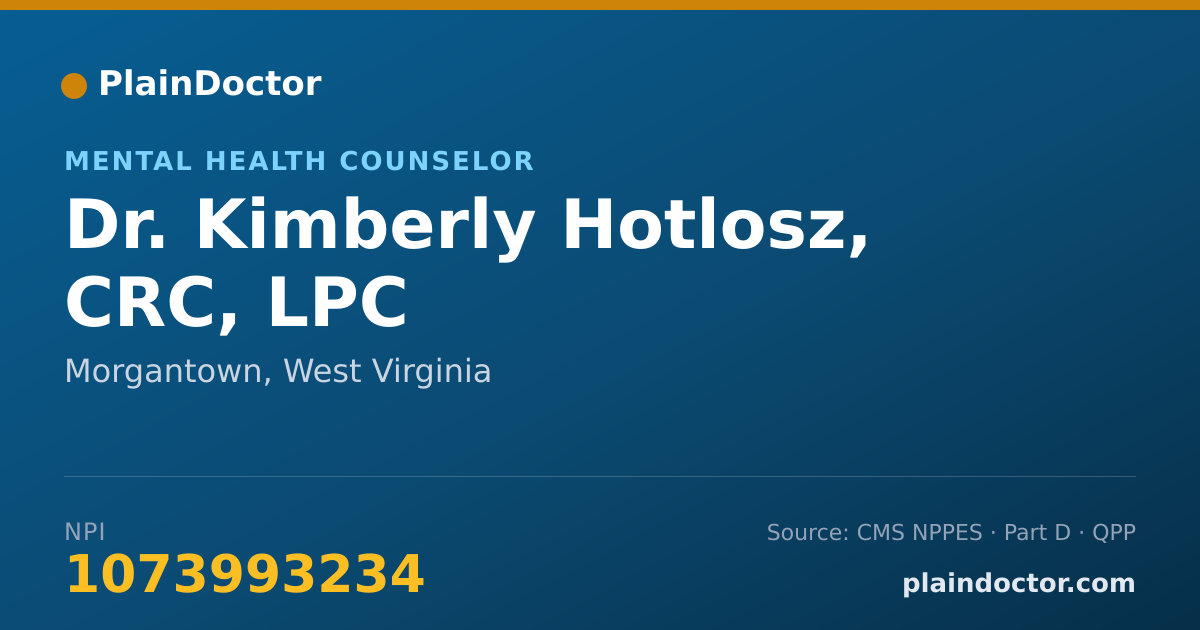 Shareable card for Kimberly Hotlosz, CRC, LPC - Mental Health Counselor, Morgantown, WV