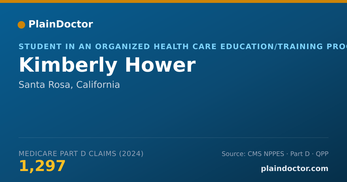 Shareable card for Kimberly Hower - Student in an Organized Health Care Education/Training Program, Santa Rosa, CA
