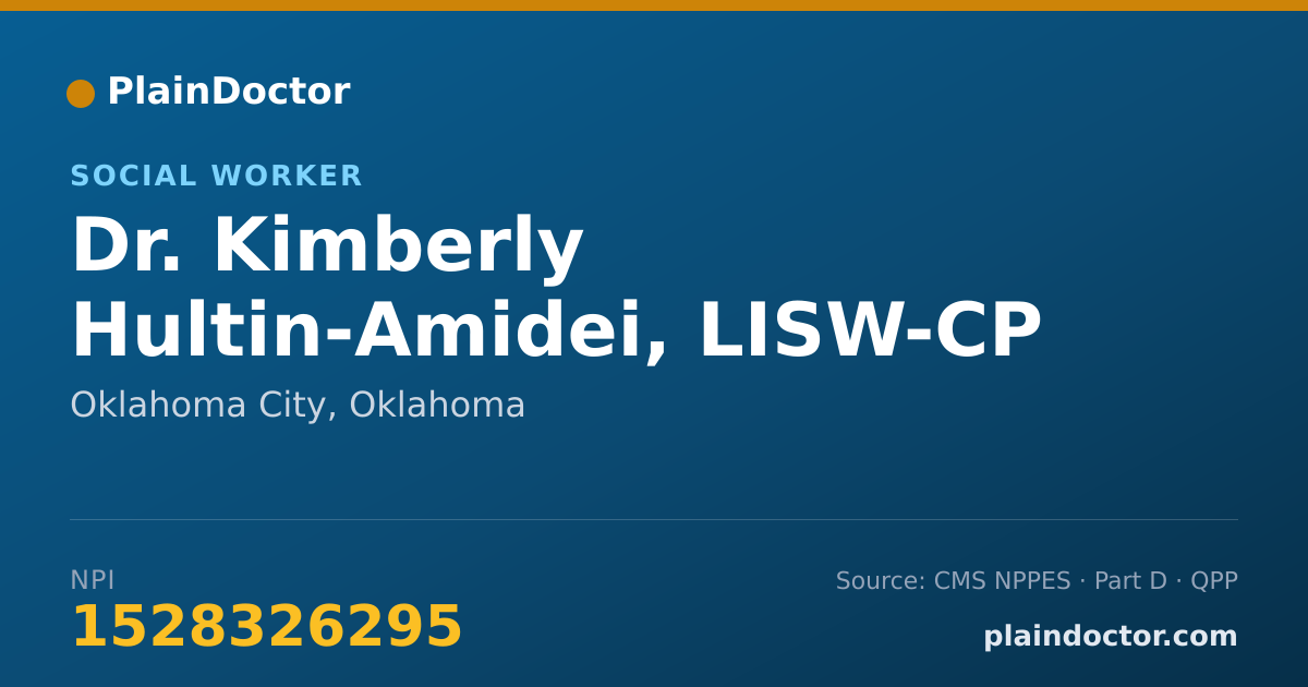 Shareable card for Kimberly Hultin-Amidei, LISW-CP - Social Worker, Oklahoma City, OK