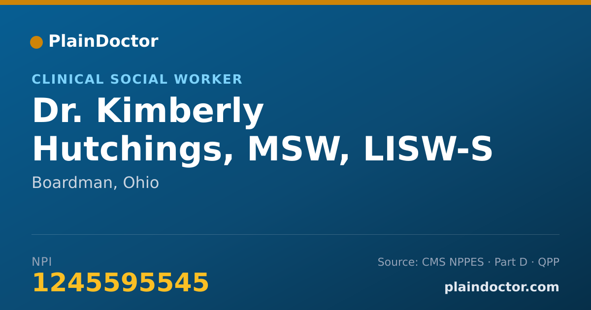 Shareable card for Kimberly Hutchings, MSW, LISW-S - Clinical Social Worker, Boardman, OH