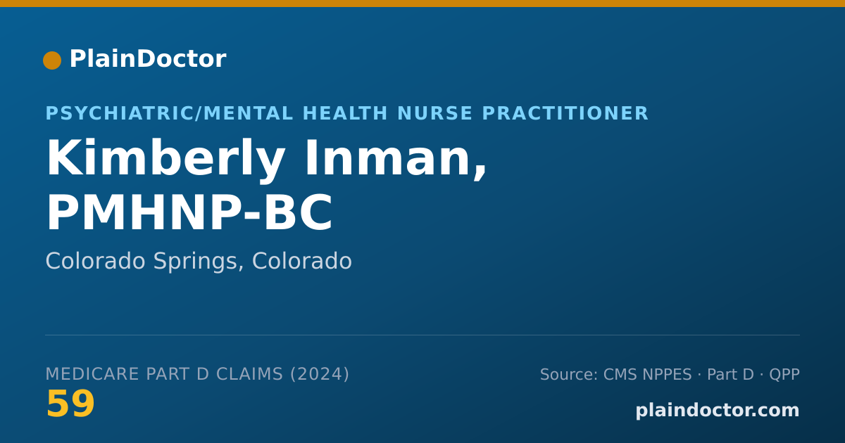 Shareable card for Kimberly Inman, PMHNP-BC - Psychiatric/Mental Health Nurse Practitioner, Colorado Springs, CO
