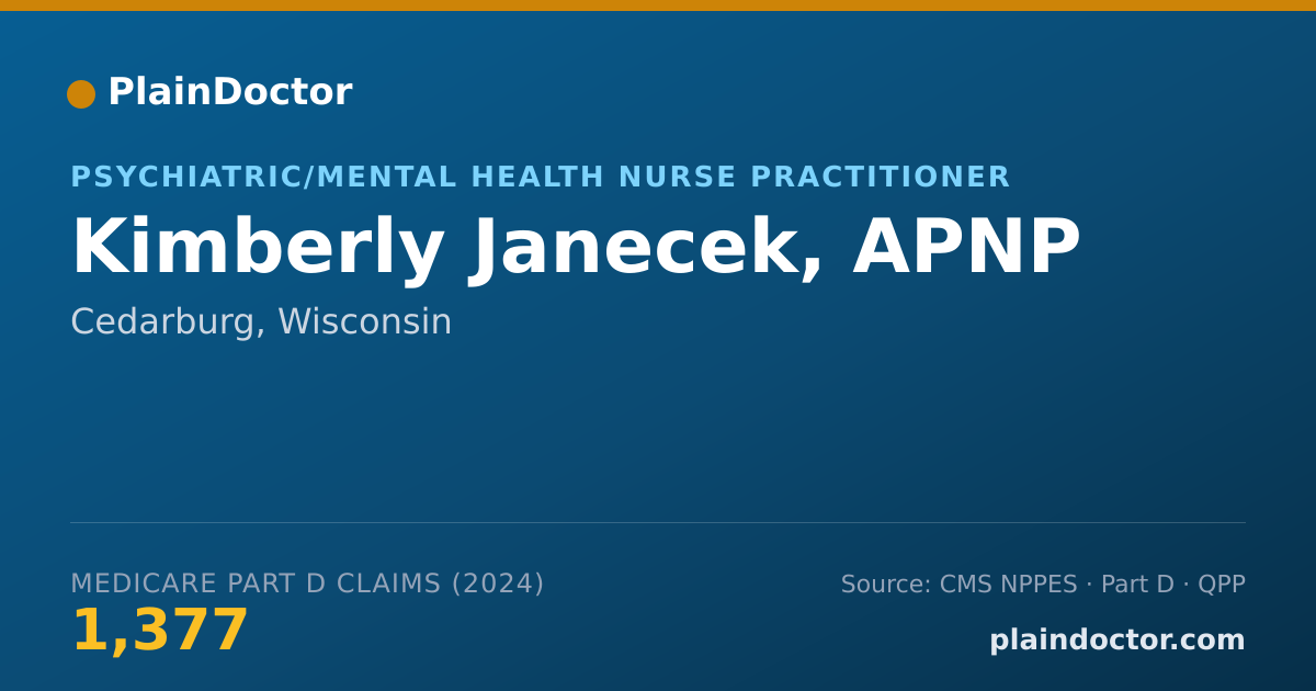 Shareable card for Kimberly Janecek, APNP - Psychiatric/Mental Health Nurse Practitioner, Cedarburg, WI